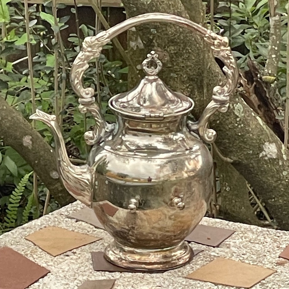 STAMPED authentic silver/copper teapot set & silver milk and sugar set bundle